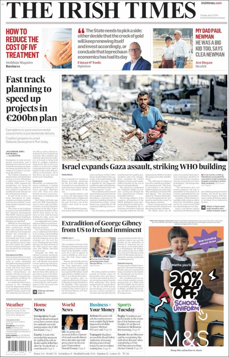 Portada de Irish Times (Ireland)