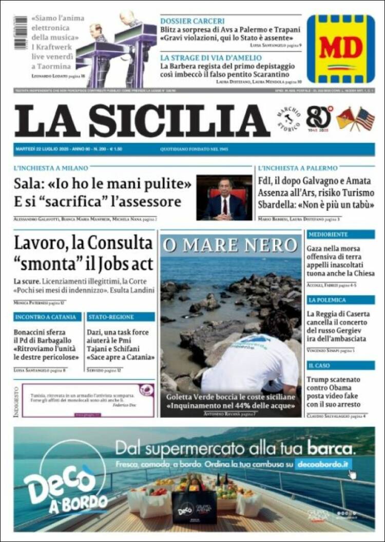 Portada de La Sicilia (Italia)