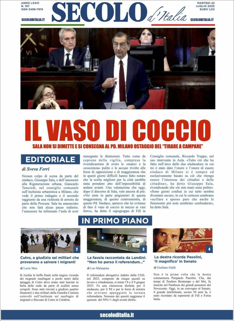 Portada de Secolo d'Italia (Italy)
