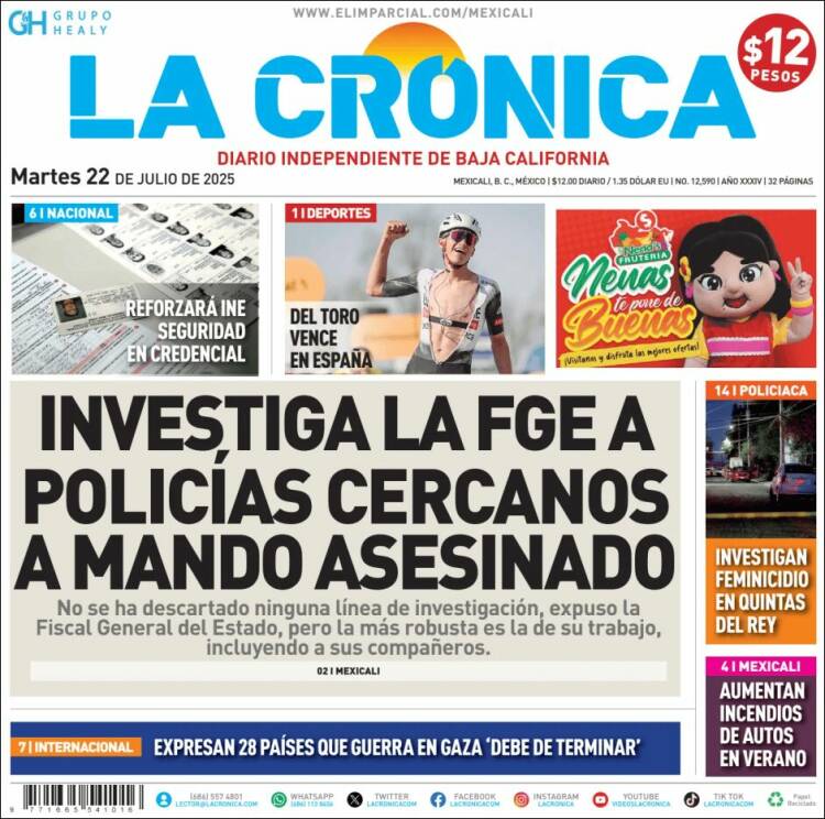 Portada de La Crónica de Baja California (México)