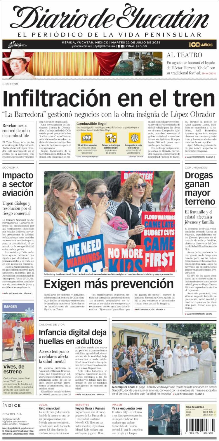 Portada de Diario de Yucatán (México)