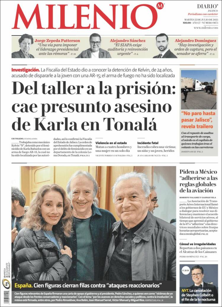 Portada de Milenio - Jalisco (México)