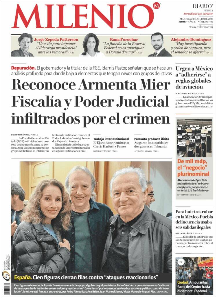 Portada de Milenio de Puebla (México)
