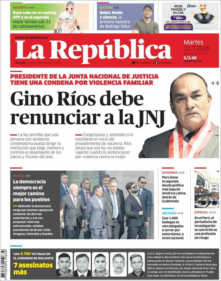 Portada de La Republica (Perú)