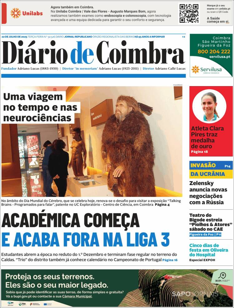 Portada de Diário de Coimbra (Portugal)