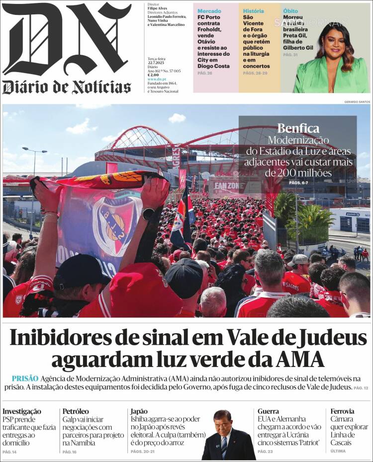 Portada de Diário de Noticias (Portugal)