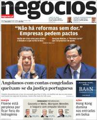 Portada de Jornal de Negócios (Portugal)