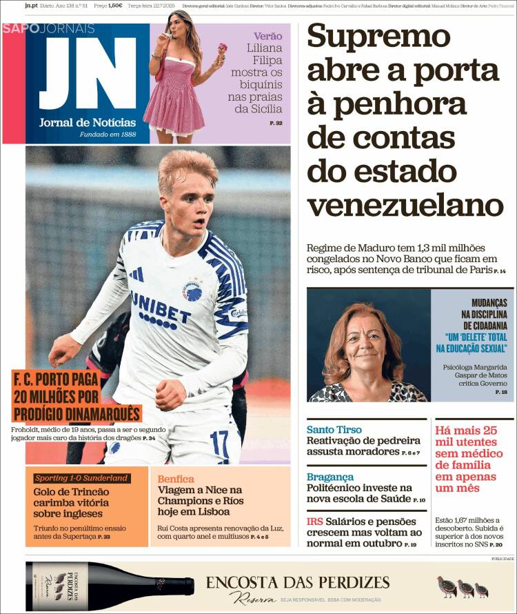 Portada de Jornal de Notícias (Portugal)