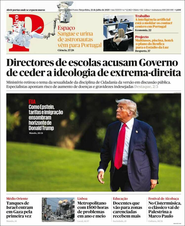 Portada de Público (Portugal)