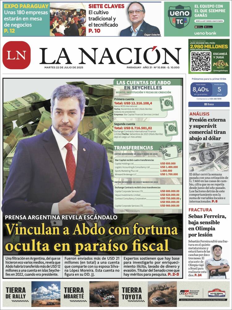 Portada de La Nación (Paraguay)