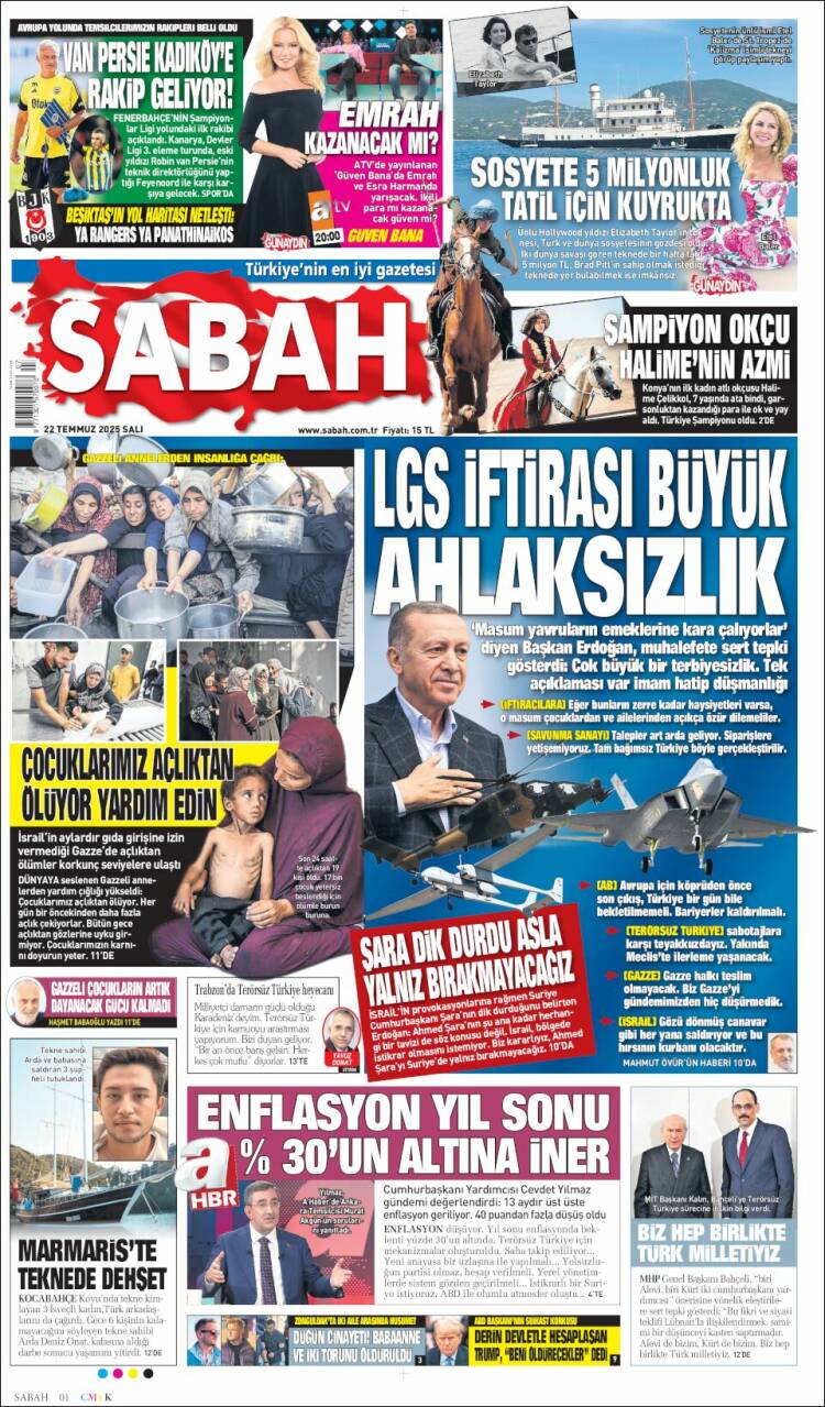 Portada de Sabah (Turquía)