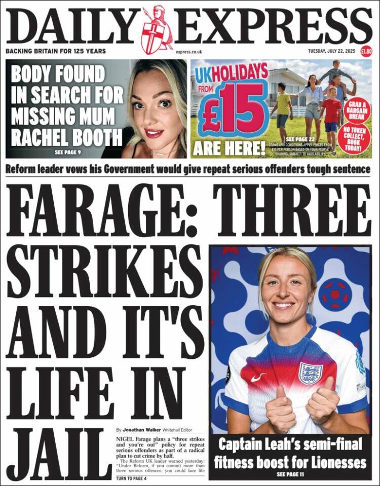 Portada de Daily Express (Reino Unido)