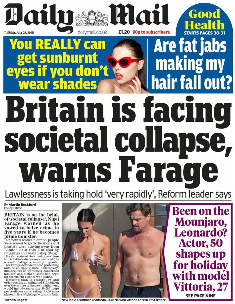 Portada de Daily Mail (Reino Unido)