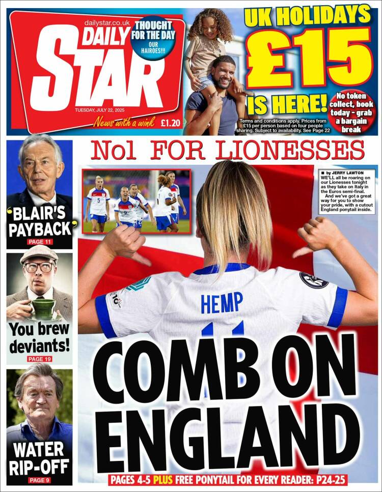 Portada de Daily Star (Reino Unido)