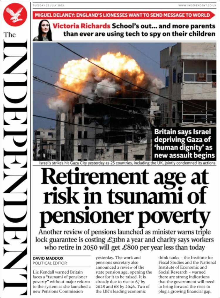 Portada de The Independent (Reino Unido)