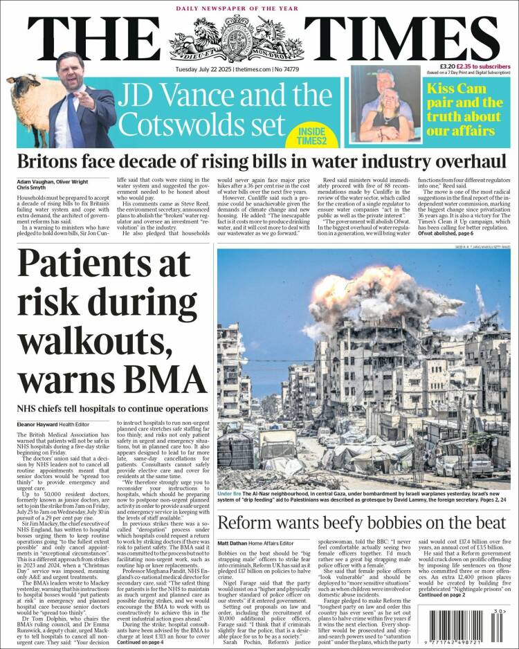 Portada de The Times (Reino Unido)