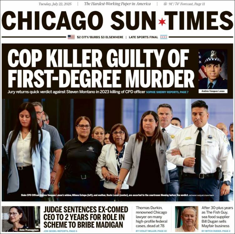 Portada de Chicago Sun-Times (USA)