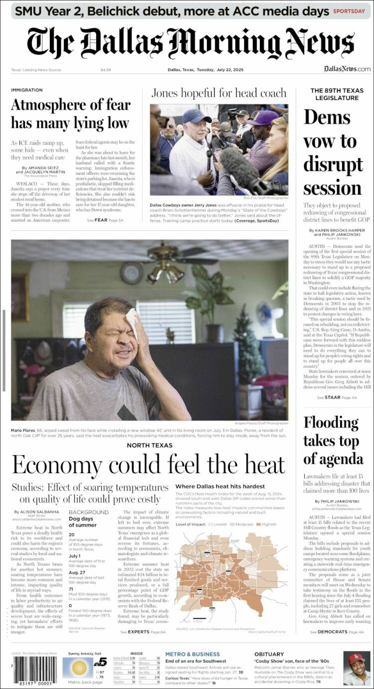 Portada de Dallas Morning News (USA)