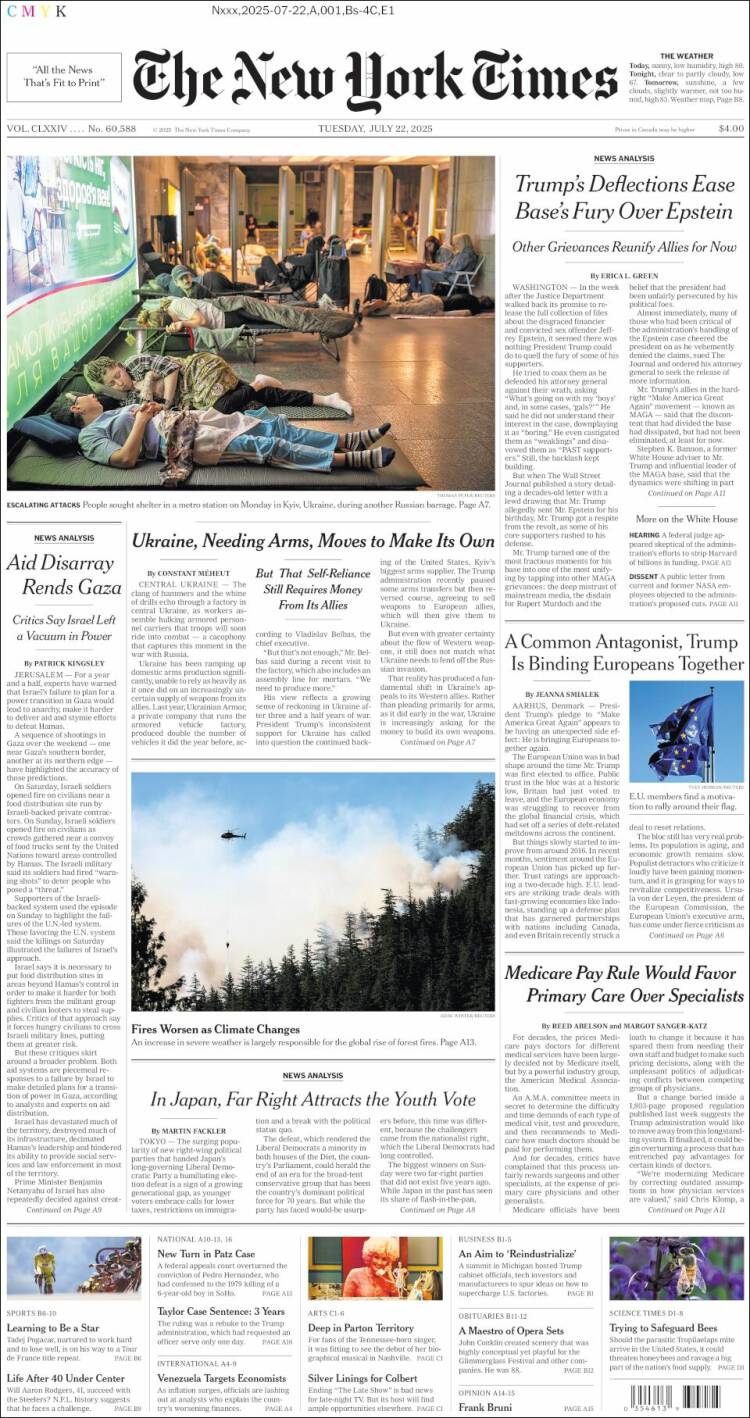 Portada de New York Times (USA)