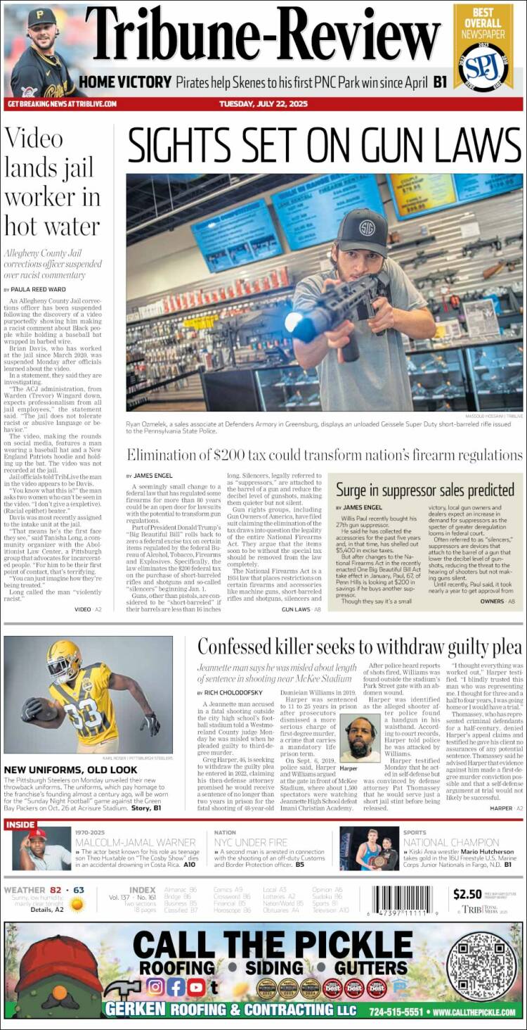 Portada de Tribune-Review (USA)