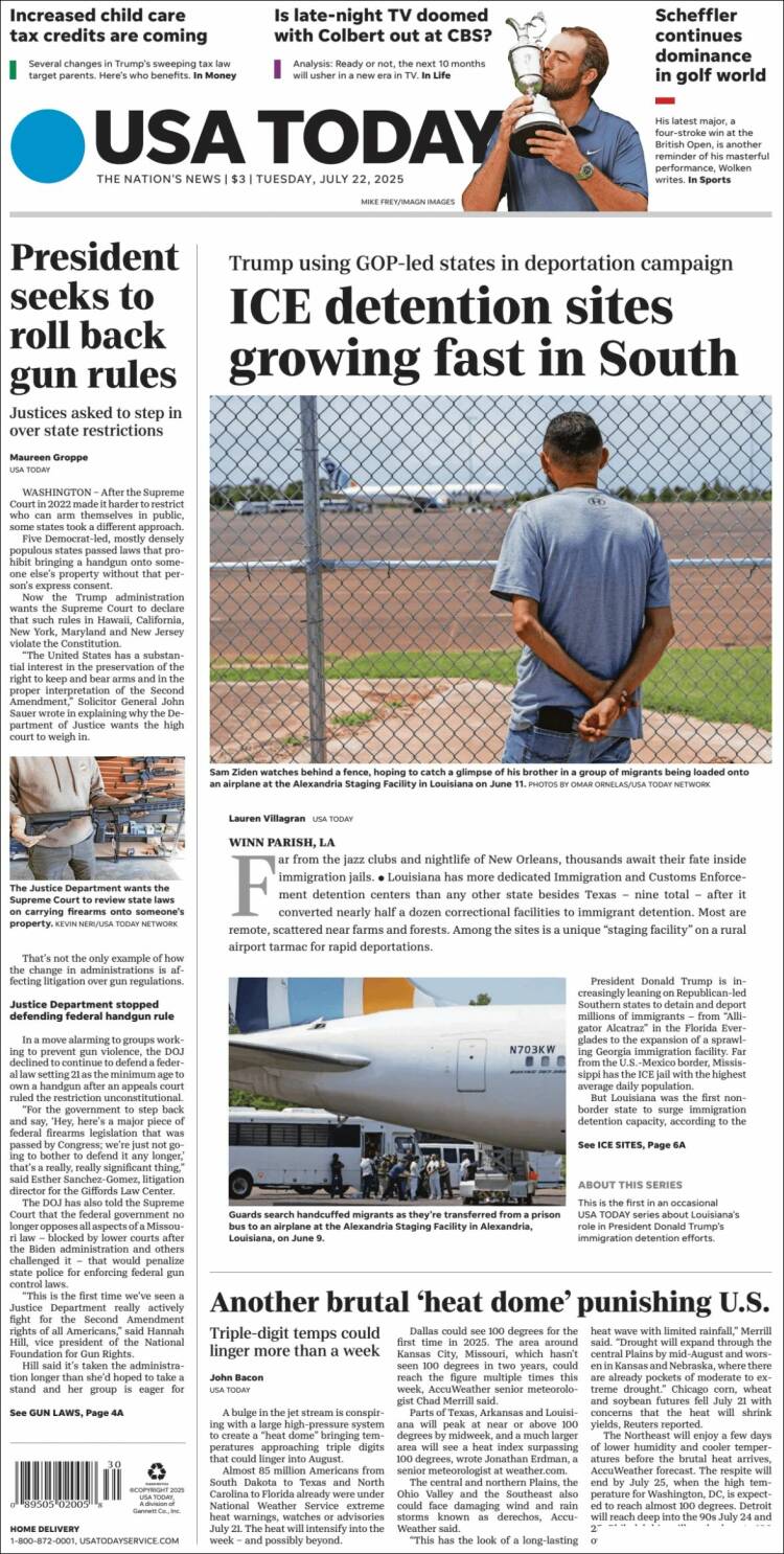 Portada de USA Today (USA)