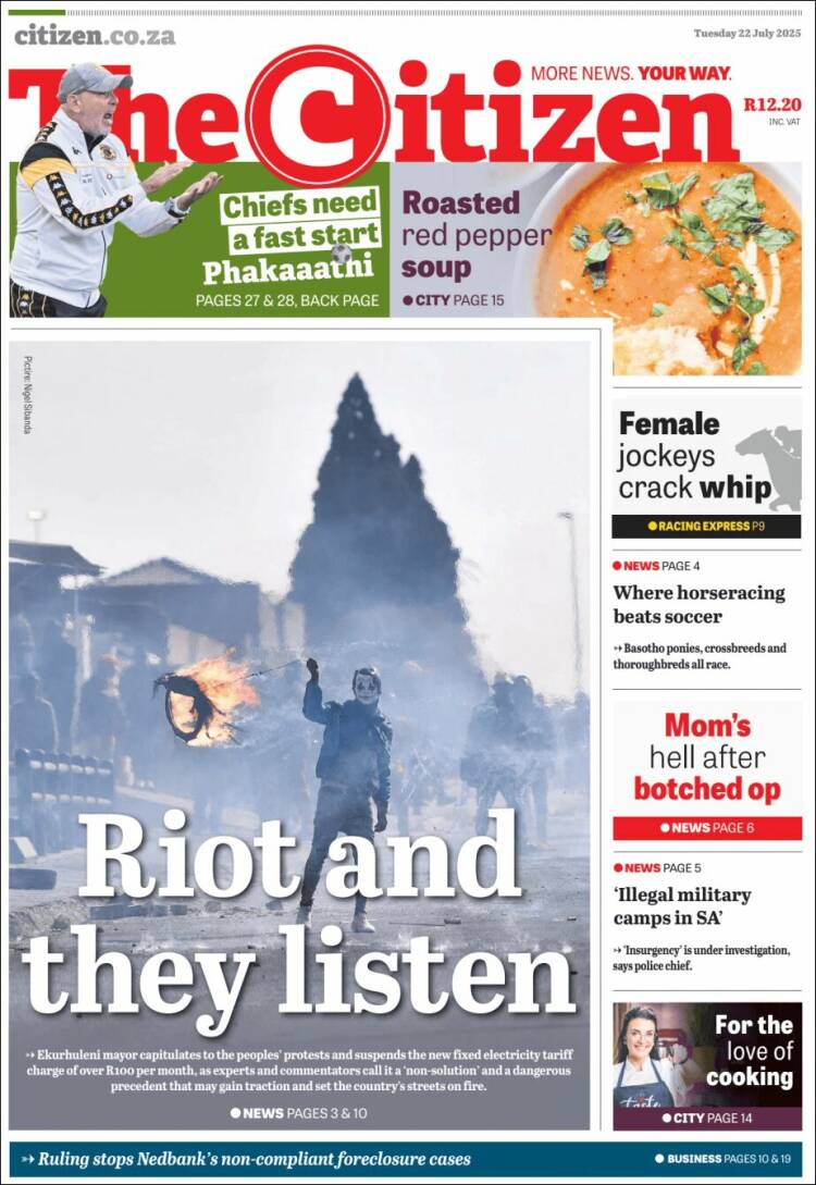 Portada de The Citizen (Sudáfrica)
