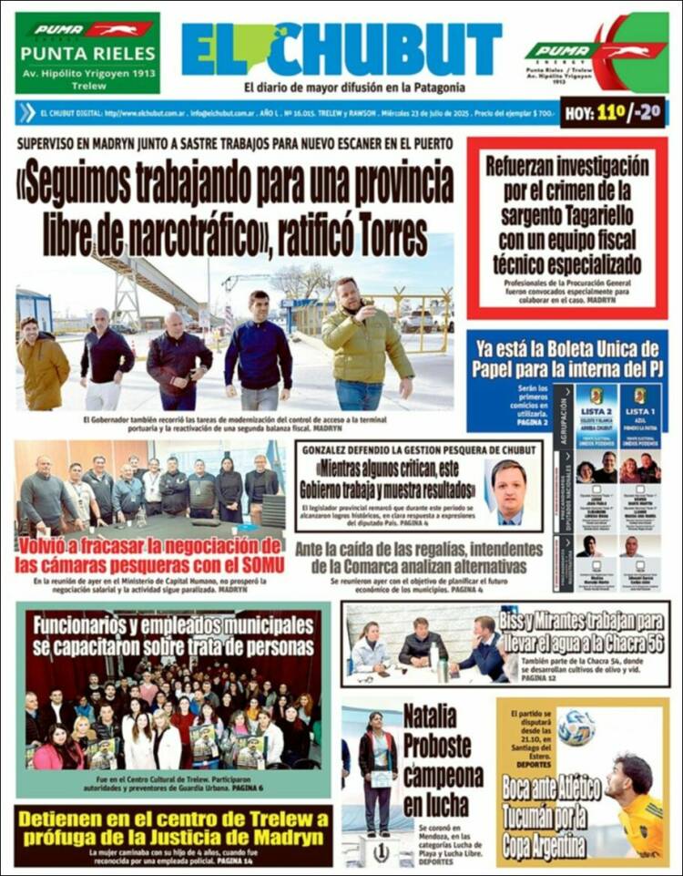 Portada de El Chubut (Argentina)