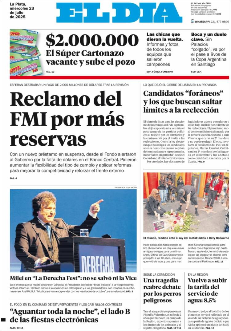 Portada de El Día de la Plata (Argentina)