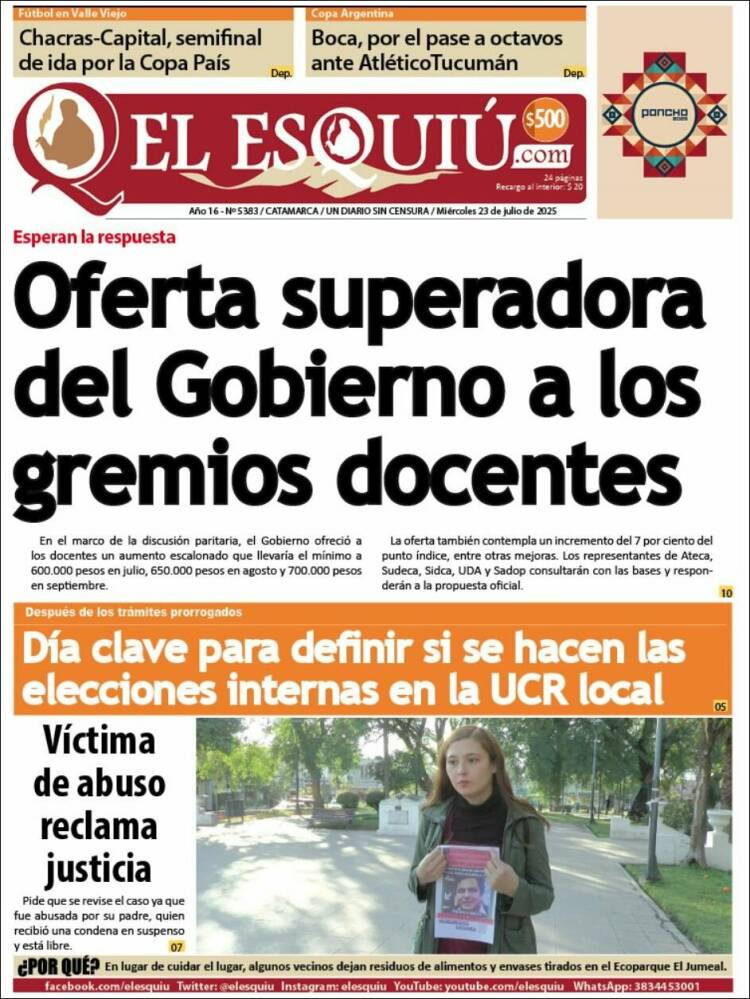 Portada de El Esquiu (Argentina)