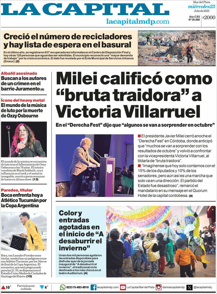 Portada de Diario La Capital - Mar del Plata (Argentina)