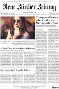 Portada de Neue Zürcher Zeitung (Suiza)