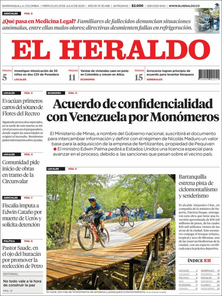Portada de El Heraldo (Colombia)
