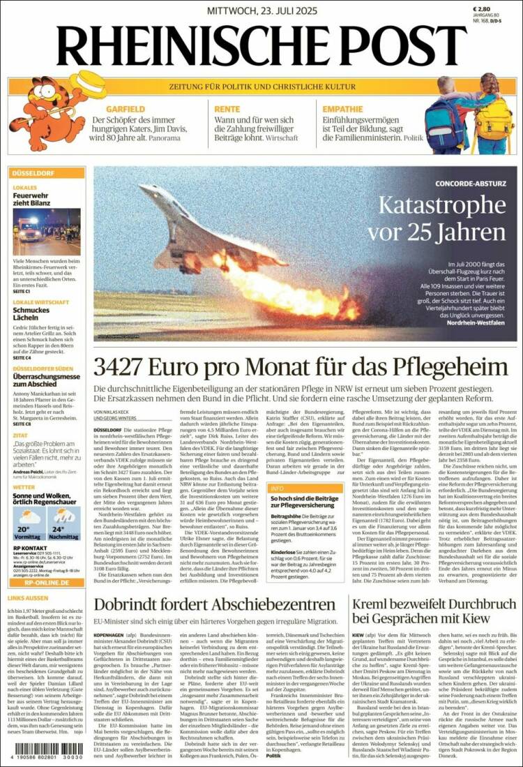 Portada de Rheinische Post (Alemania)