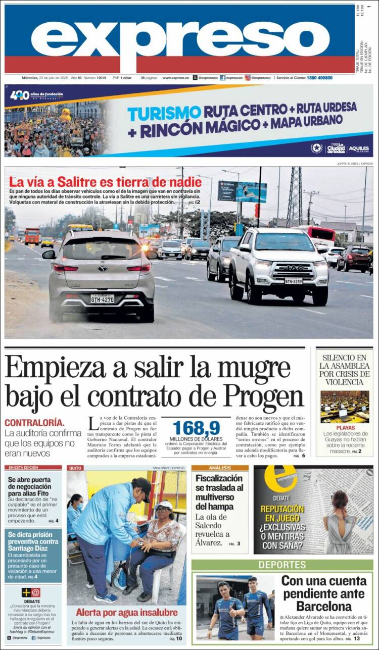 Portada de Expreso (Ecuador)
