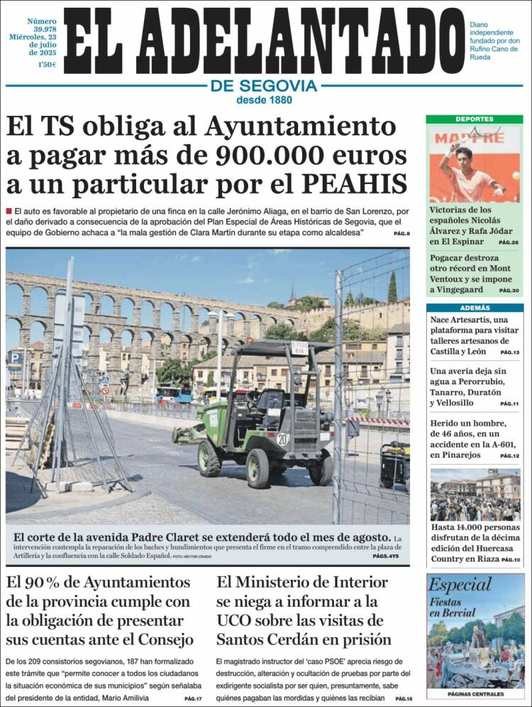 Portada de El Adelantado de Segovia (España)