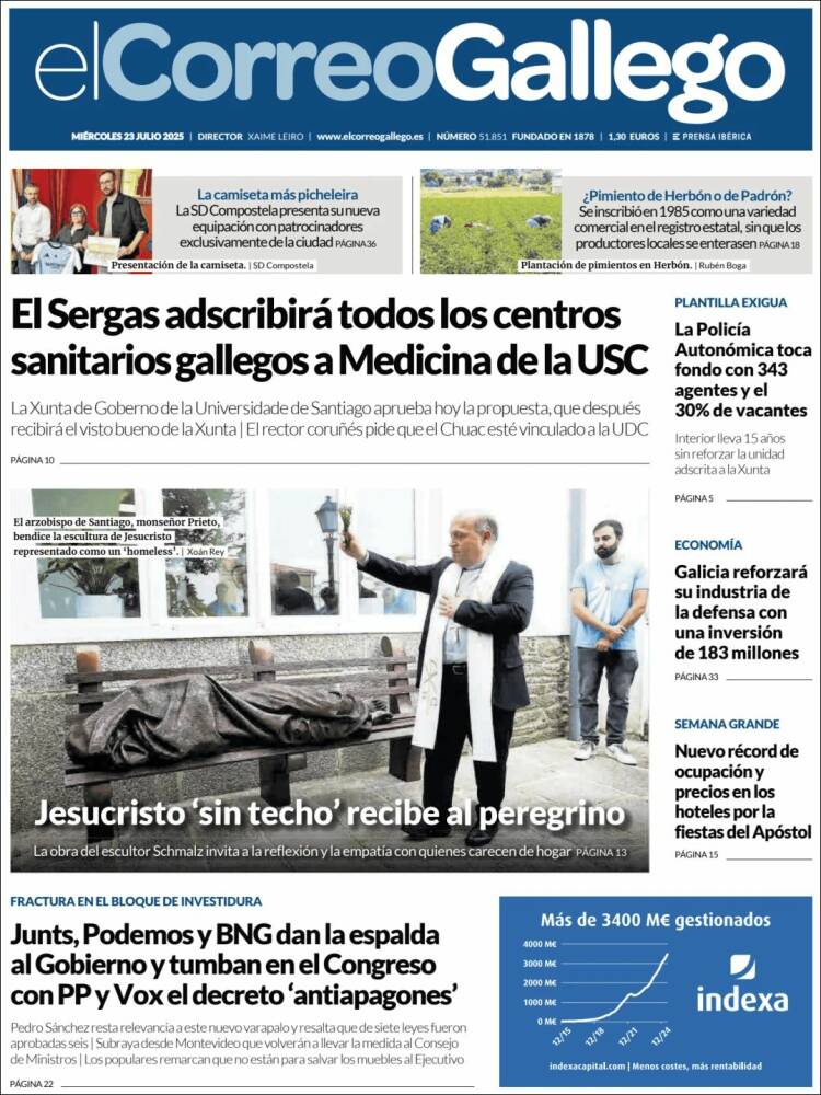 Portada de El Correo Gallego (España)