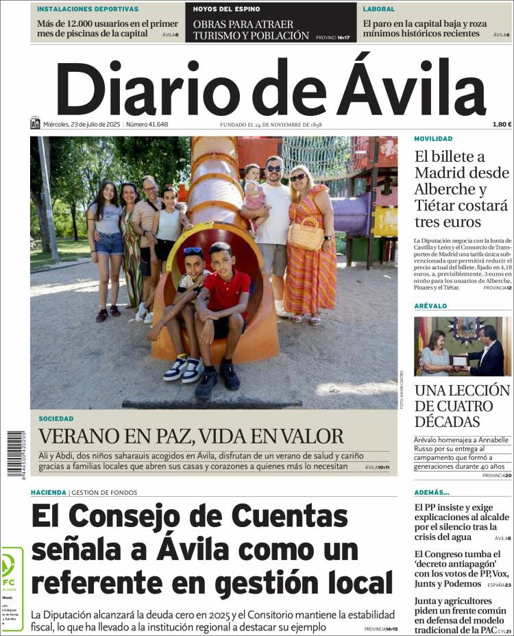 Portada de Diario de Ávila (España)