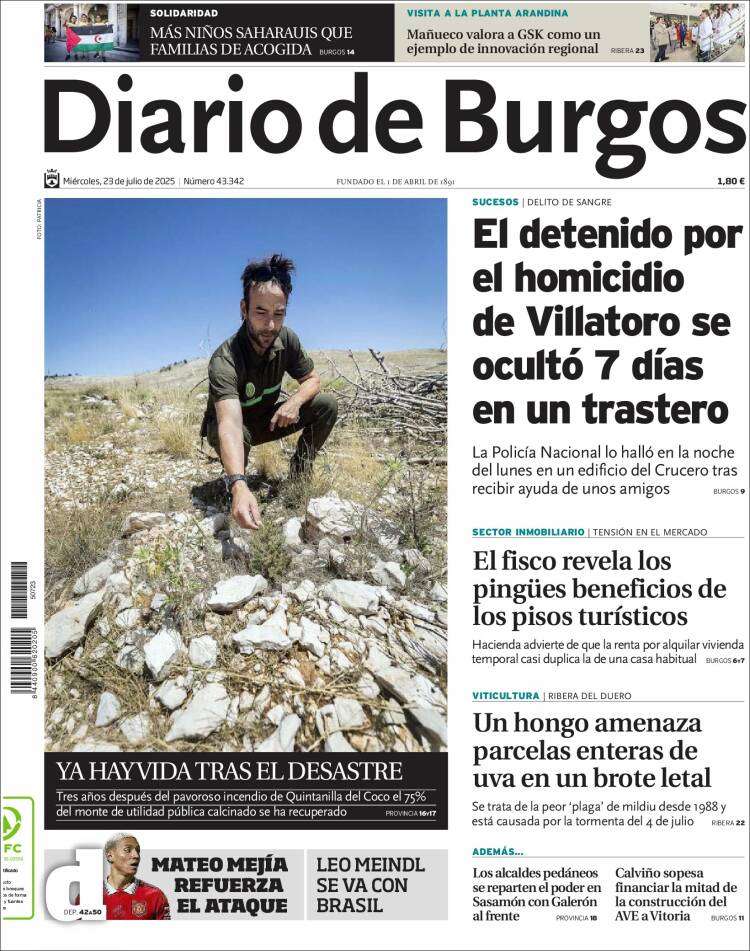 Portada de Diario de Burgos (España)