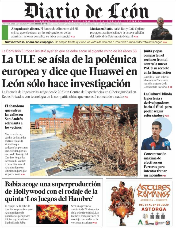 Portada de Diario de León (España)
