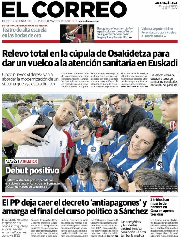 Portada de El Correo - Álava (España)