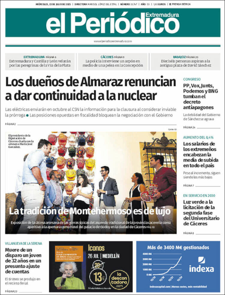 Portada de El Periódico de Extremadura (España)