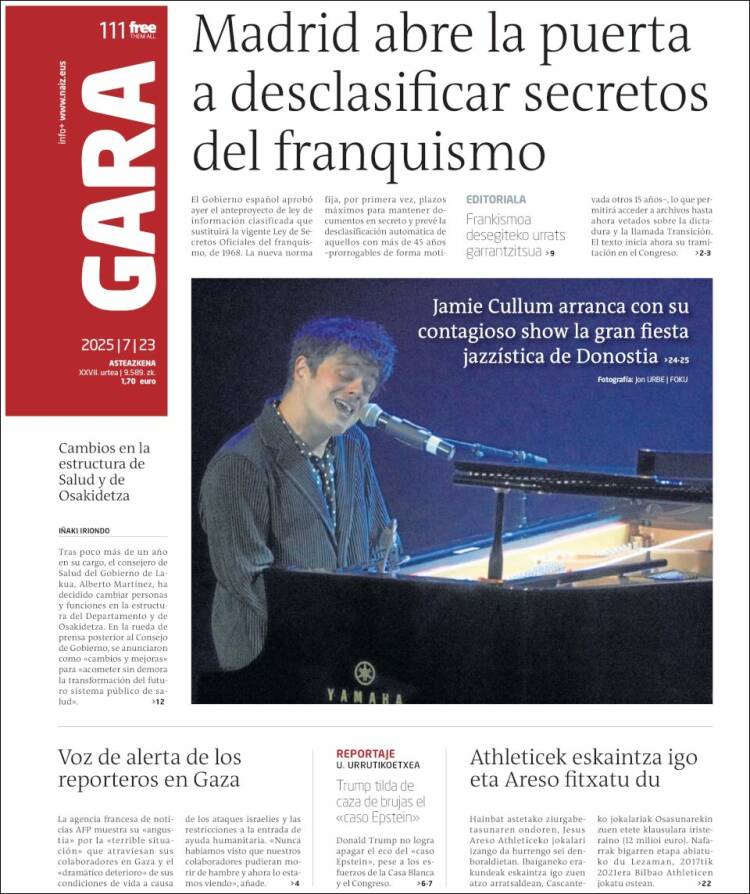 Portada de Gara (España)