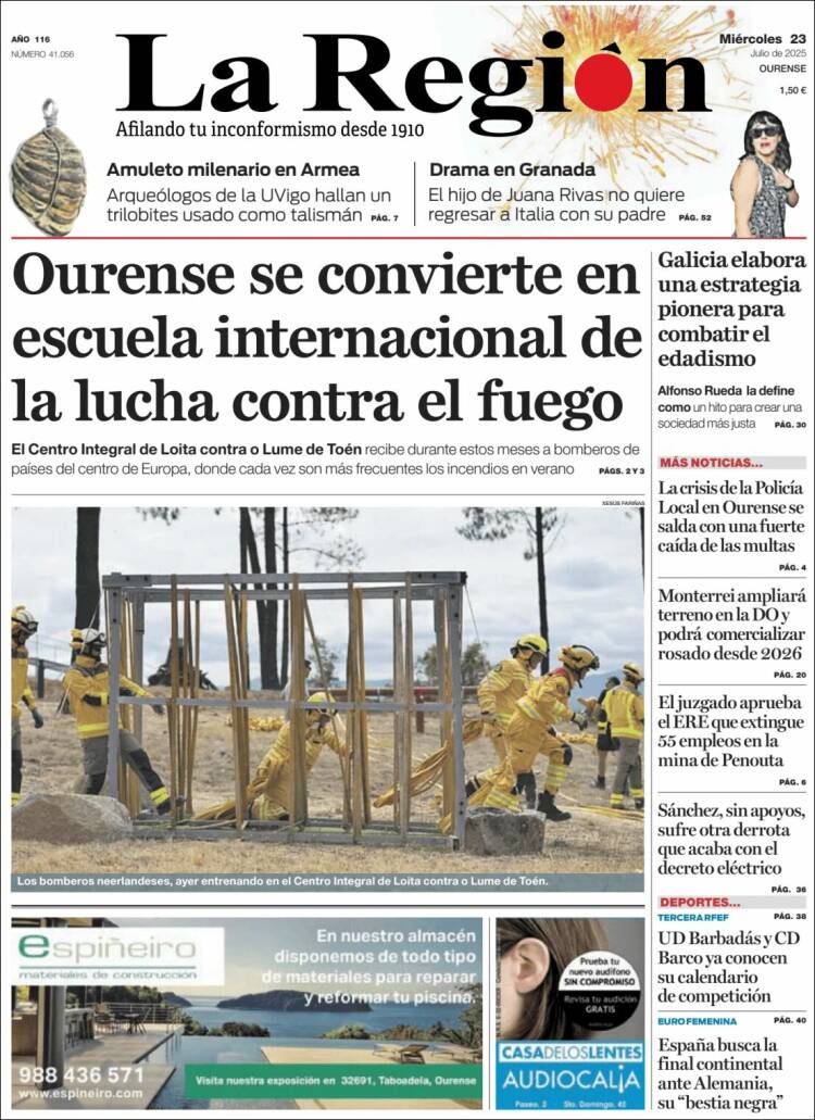 Portada de La Región de Ourense (España)