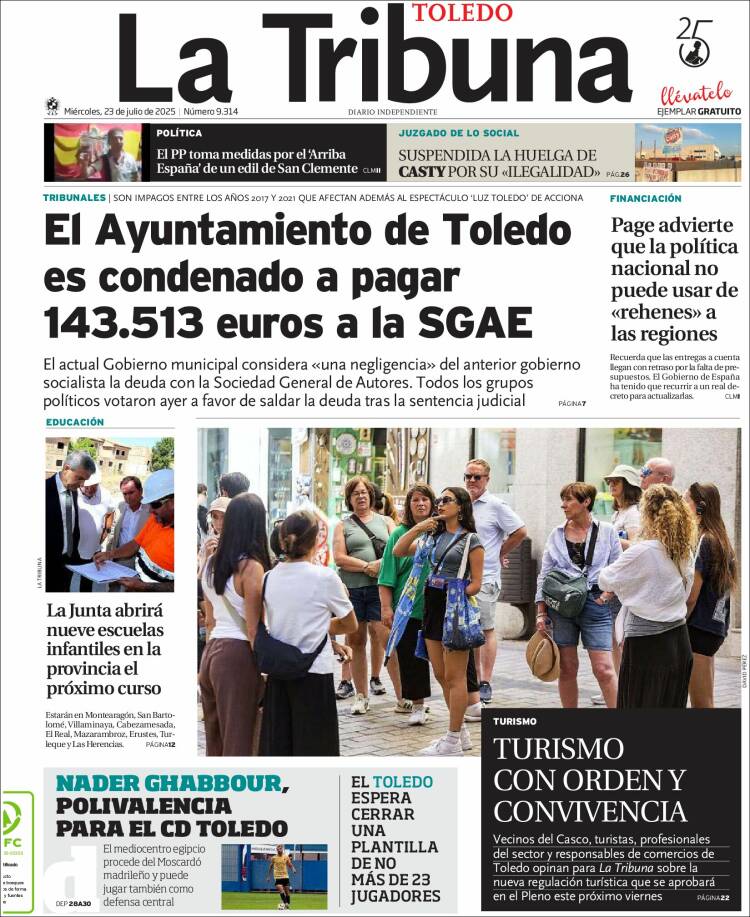 Portada de La Tribuna de Toledo (España)