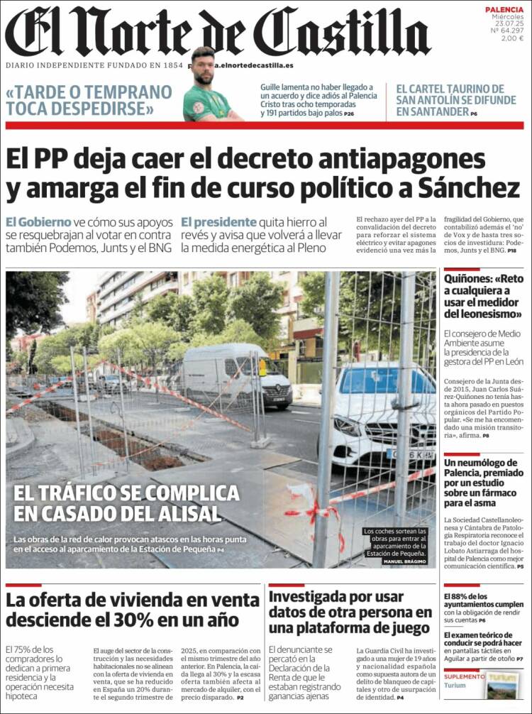 Portada de Norte de Castilla - Palencia (Spain)