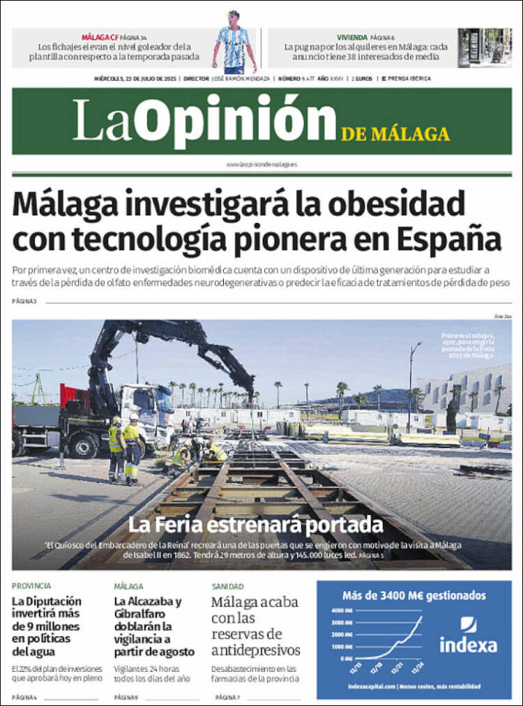 Portada de La Opinión de Málaga (España)