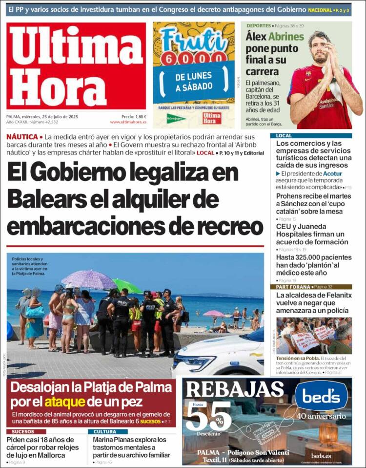 Portada de Última Hora (España)