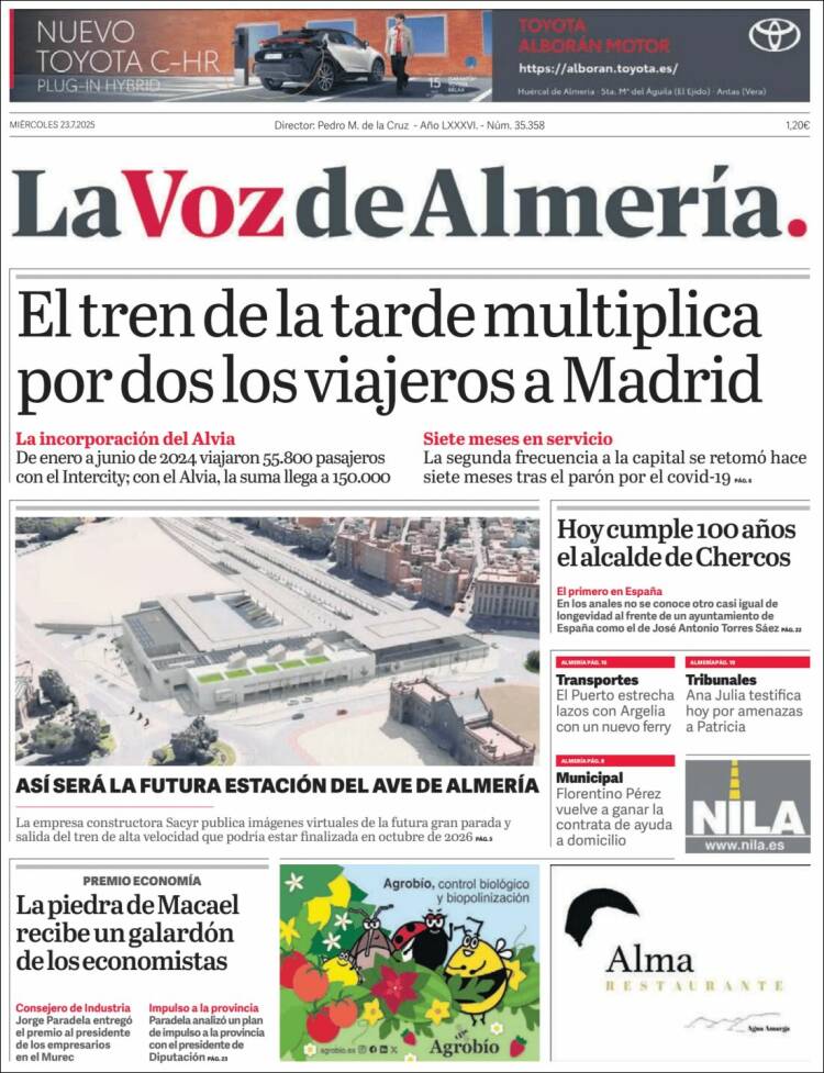 Portada de La Voz de Almería (España)