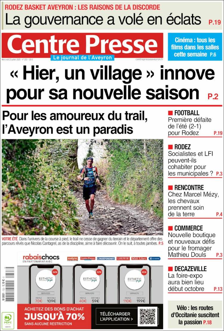 Portada de Centre Presse (Francia)