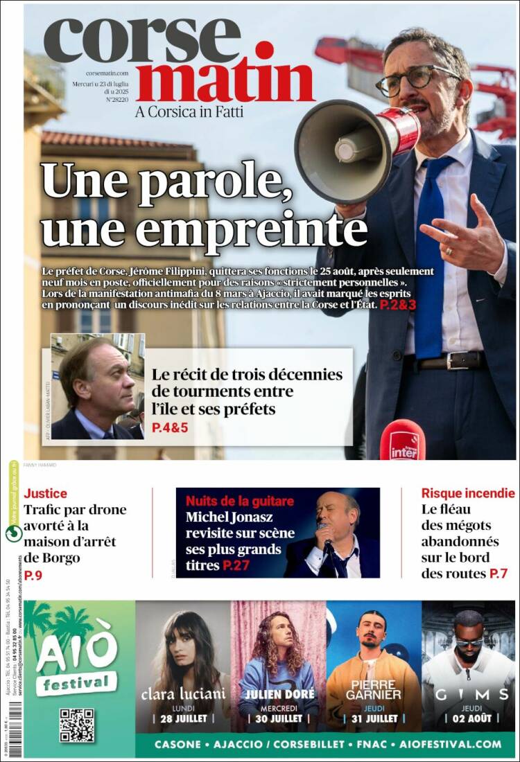Portada de Corse-Matin (Francia)